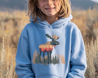 Kids Hoodie, USA Moose Youth Hoodie, Camp Hoodie, Nature Hoodie, Moose Shirt