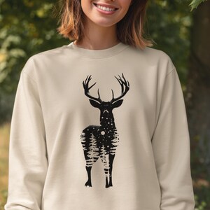 Hunters Wife Shirt, Starry Night Deer Sweatshirt, Long Sleeve Hunting Shirts, Gifts for Hunters, Hunting Shirts