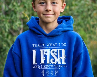 Youth Hoodie, That's What I Do, I Fish Youth Hoodie, Fishing Hoodie, Outdoor Kid