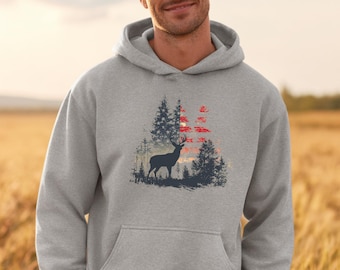 Hunting Hoodies, USA Deer Hoodie, Hunting Shirt, Deer Hunting Shirt, Gifts for Hunters, Best Hunting Shirts