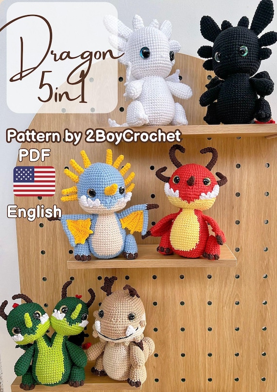 Crochet Dragon Pattern 5in1: Toothless