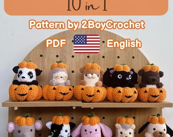 Crochet Pumpkin Animal Halloween PDF Pattern: No-Sew Beginner Friendly