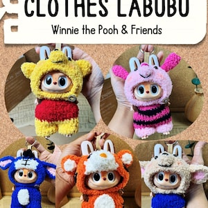 Pattern Labubu Clothes Winnie the Pooh and Friends,PDF Crochet Labubu Clothes Pooh and Friends