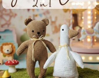 Goose and Bear Crochet Pattern: No-Sew Amigurumi (PDF Pattern)