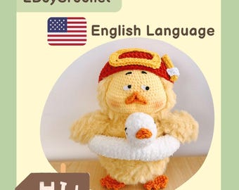 Patrón de pato divertido a crochet: Descarga PDF, diseño fácil sin costuras