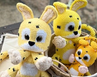 No Sew - Long Tailed Yellow Leopard Crochet Pattern, Amigurumi Fantasy Creature PDF Tutorial