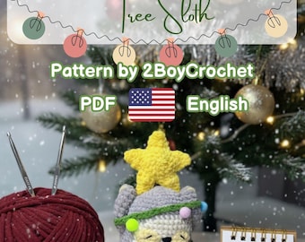 Christmas Tree Sloth Crochet Pattern: No-Sew Amigurumi (PDF)
