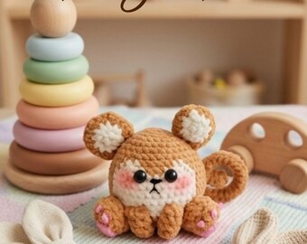 Crochet Mochi Monkey Pattern, Velvet Amigurumi Plush PDF (Digital Download)