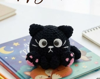 Crochet Mochi Kitty Pattern, Velvet Amigurumi Plush PDF (Digital Download)