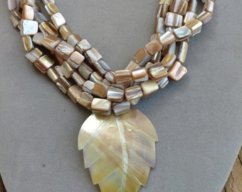 Natural Shell Statement Necklace Beach Theme Ocean Theme Boho Bohemian Long Necklace Runway Jewelry OCEAN BREEZE