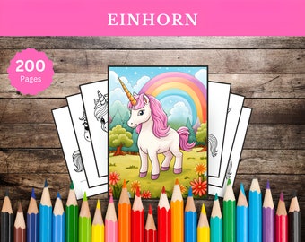 200 Einhorn Ausmalbilder | Einhorn Malbuch für Kinder | Ausmalvorlage Einhorn | Einhorn Malvorlagen | Digitaler Download