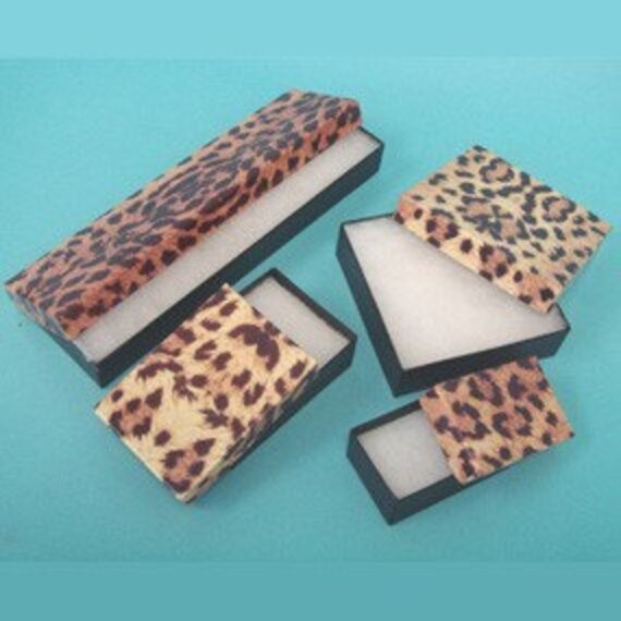 Items similar to One New 40 Piece Assortment Leopard Print Cotton Filled Jewelry Boxes Fantastic