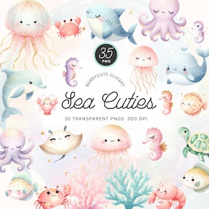 Onder de zee glitter clipartpakket, schattige onderwaterdieren, dolfijn, schildpad, zeepaardjes, schattige oceaandieren, kinder uitnodiging clipart