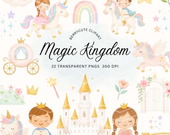 Słodkie księżniczki i książęta, Różowe księżniczki, Bajkowe, Sztuka królestwa magii, Pastelowe jednorożce, Mały książę