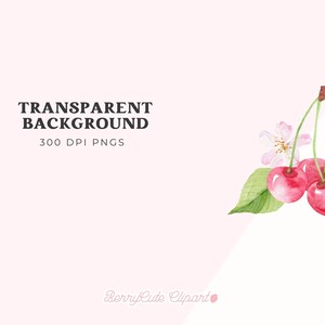 Cherry Clipart Pack, Berry First Png, Invitation Graphics, Watercolor Cherry, Cherry Fruit Png, Cherry Coquette Png, Summer Fruit Clipart