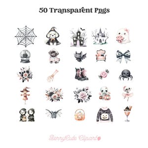 Cute Halloween Clipart Bundle, Cute Halloween Monsters Clipart, Cute Witch Clipart, Cute Ghost Clipart, Kids Halloween Clipart, Black Cat