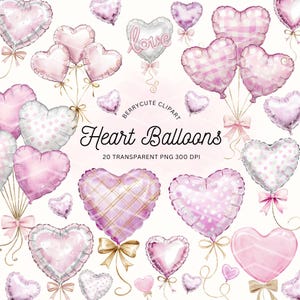 Heart Balloons Clipart Pack, Purple Heart Balloons Png, Cute Love Balloons Graphics, Heart Clipart, Valentine Invites Png, Valentine Clipart