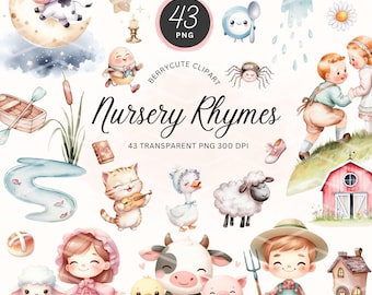 Mutter Gänse Clipart, Kinderreim Clipart Bundle, Humpty Dumpty Clipart, Hey Ddle Ddle, Fairytale Art PNG, Baby Dusche Grafiken, MGBL