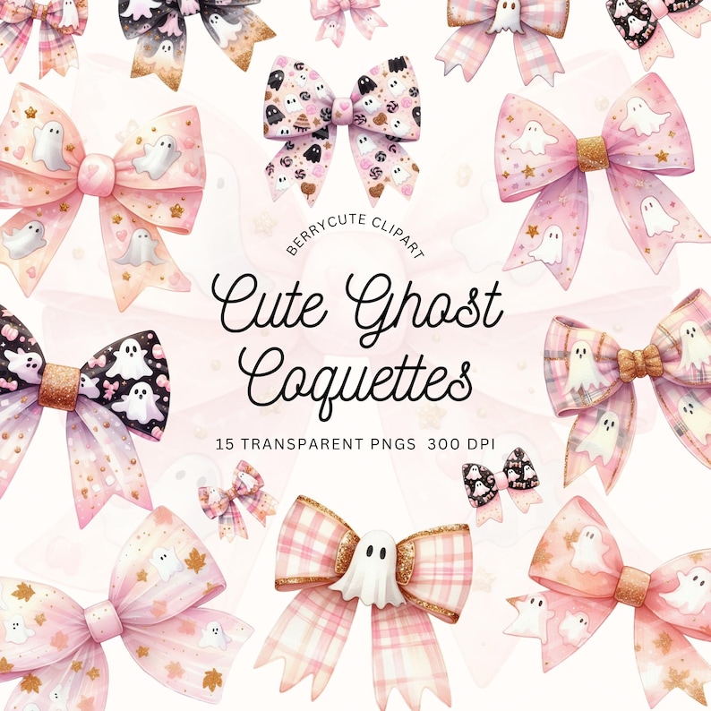 Cute Ghost Coquette Clipart Pack, Halloween Coquette PNG, Ghost Bow Clipart, Cute Ghost Clipart, Spooky Clipart, Cute Halloween Clipart