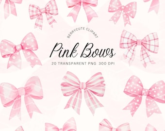 Pink Bow Clipart Pack, Pink Coquette Png, Cute Bow Clipart, Coquette Bow Designs, Coquette Bow Art, Trendy PNG, Girls Birthday Clipart