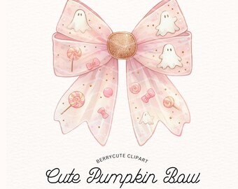 Cute Ghost Coquette Clipart, Pink Bow Clipart, Ghost Bow Clipart, Cute Ghost, Spooky Clipart, Cute Halloween Coquette PNG, Girly Halloween