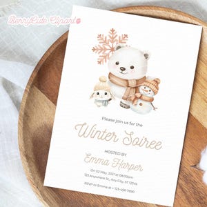 Winter Wonderland Clipart Bundle, Neutral Christmas Clipart, Boho Christmas Clipart, Cozy Winter Clipart, Arctic Animal Clipart