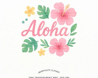 Aloha clipart, tropische clipart, Hawaii sublimatie, Luau clipart, zomer clipart, aquarel Hawaii clipart, tropische uitnodiging png