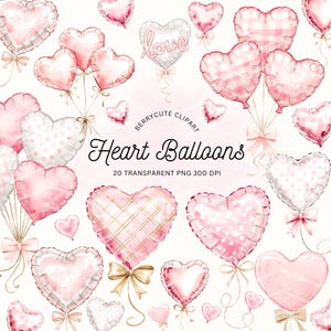 Herz Ballons Clipart-Pack, rosa Herz Ballons Png, süße Liebe Ballons Grafiken, Herz Clipart, Valentinstag lädt Png ein, Valentinstag Clipart