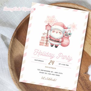 North Pole Clipart Pack, Watercolor Santa's Village, Christmas Clipart, Pink Christmas Png, Santa Clipart, Winter Wonderland, Junk Journal