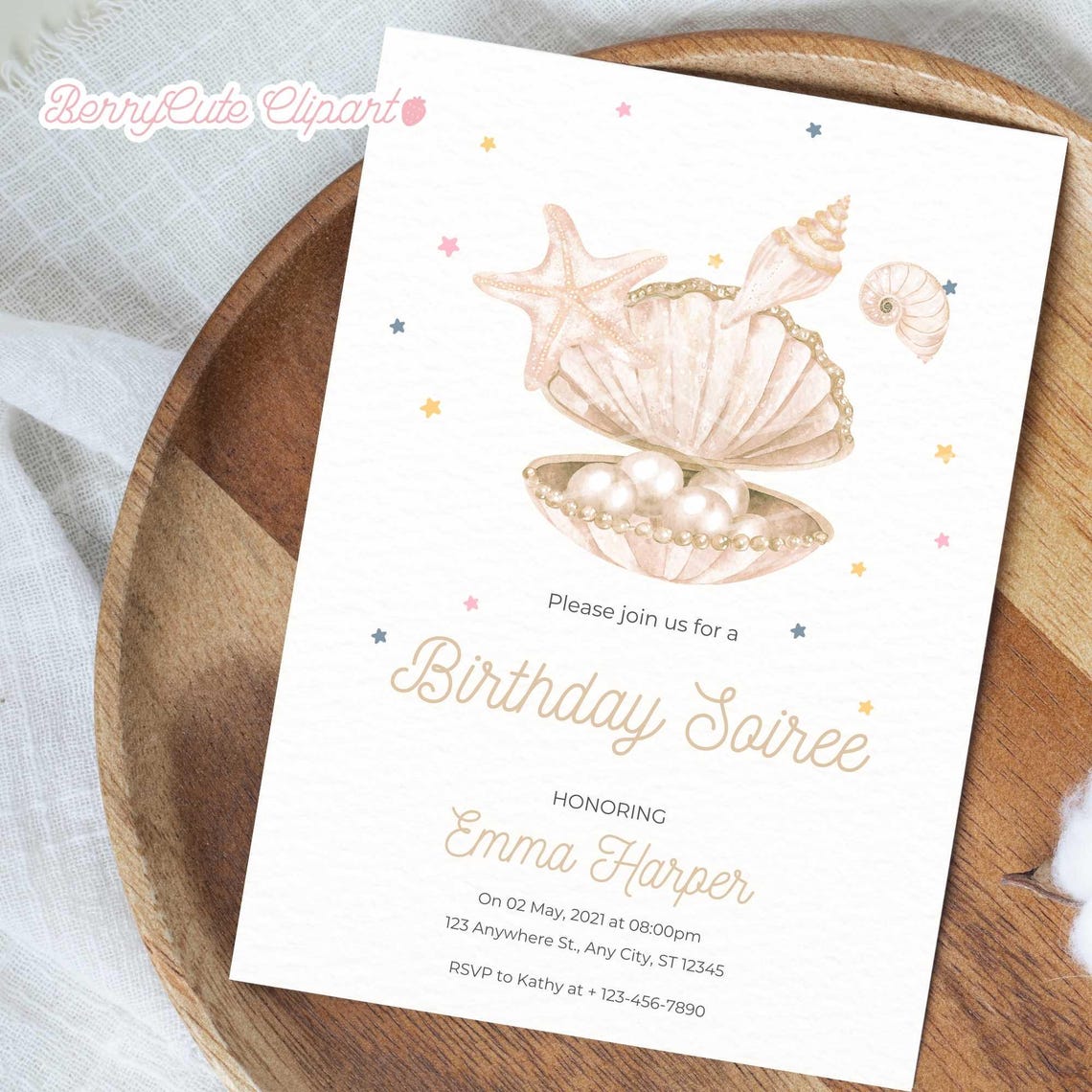 Boho Seashell Clipart Pack, Iridescent Beige Mermaid Shells Png ...
