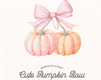 Coquette Pumpkin Clipart, Pink Coquette Bow, Pumpkin Bow Clipart, Fall PNG, Cute Pumpkin PNG, Fall Sublimation Design, Coquette Aesthetic