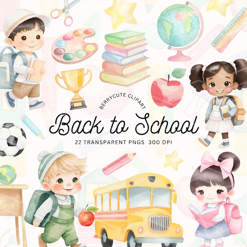 Back to School Clipart Pack, Classroom Clipart, Teacher Appreciation Clipart, Classroom Illustrations, Preschool Clipart