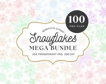 100 Watercolor Snowflake Clipart Mega Bundle, Pastel Snowflake Clipart,  Cute Winter Graphics, Winter Wonderland Clipart, DLXE