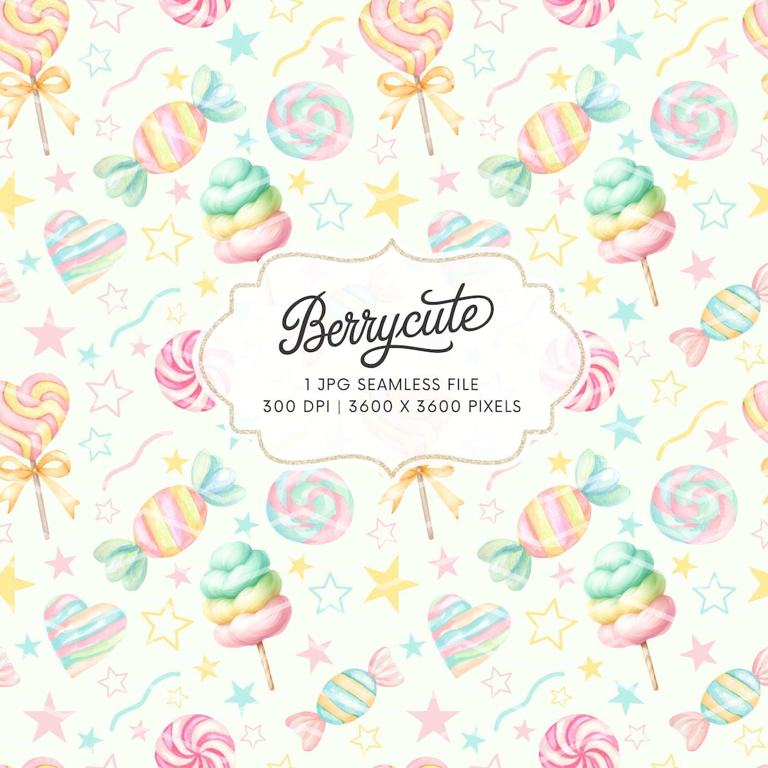 Candy Land Seamless Pattern, Cotton Candy Pattern, Candy Background JPG ...