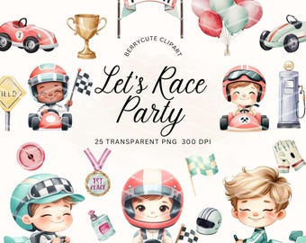 Rennautos Clipart Bundle, Retro Rennwagen PNG, Vintage Auto Illustration, Sportwagen Kunst, süße Auto Party, zwei schnell, Junge Geburtstag Clipart