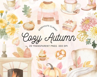 Pacchetto di clipart autunnali, Set di clipart per l'autunno, Autunno accogliente, Set di grafiche per il Ringraziamento, Clipart di maglioni autunnali, Clipart di foglie autunnali, Clipart di zucche