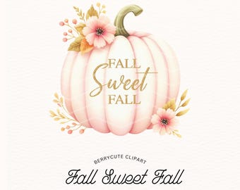 Cute Pumpkin Clipart, Pumpkin Sublimation Clipart, Autumn Clipart, Pumpkin Harvest Clipart, Watercolor Pumpkin, Pink Pumpkin Clipart
