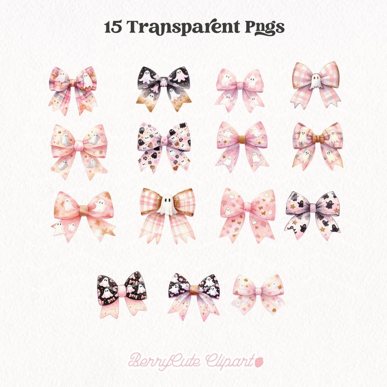 Cute Ghost Coquette Clipart Pack, Halloween Coquette PNG, Ghost Bow Clipart, Cute Ghost Clipart, Spooky Clipart, Cute Halloween Clipart