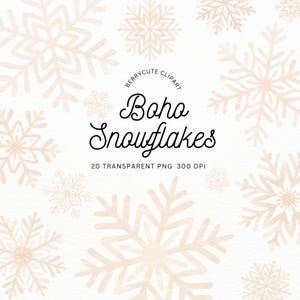Aquarell Schneeflocke Clipart Pack, Beige Schneeflocke Clipart, Boho Winter Clipart, niedliche Winter Grafiken, Winter Wunderland Clipart