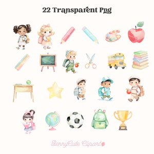 Back to School Clipart Pack, Classroom Clipart, Teacher Appreciation Clipart, Classroom Illustrations, Preschool Clipart