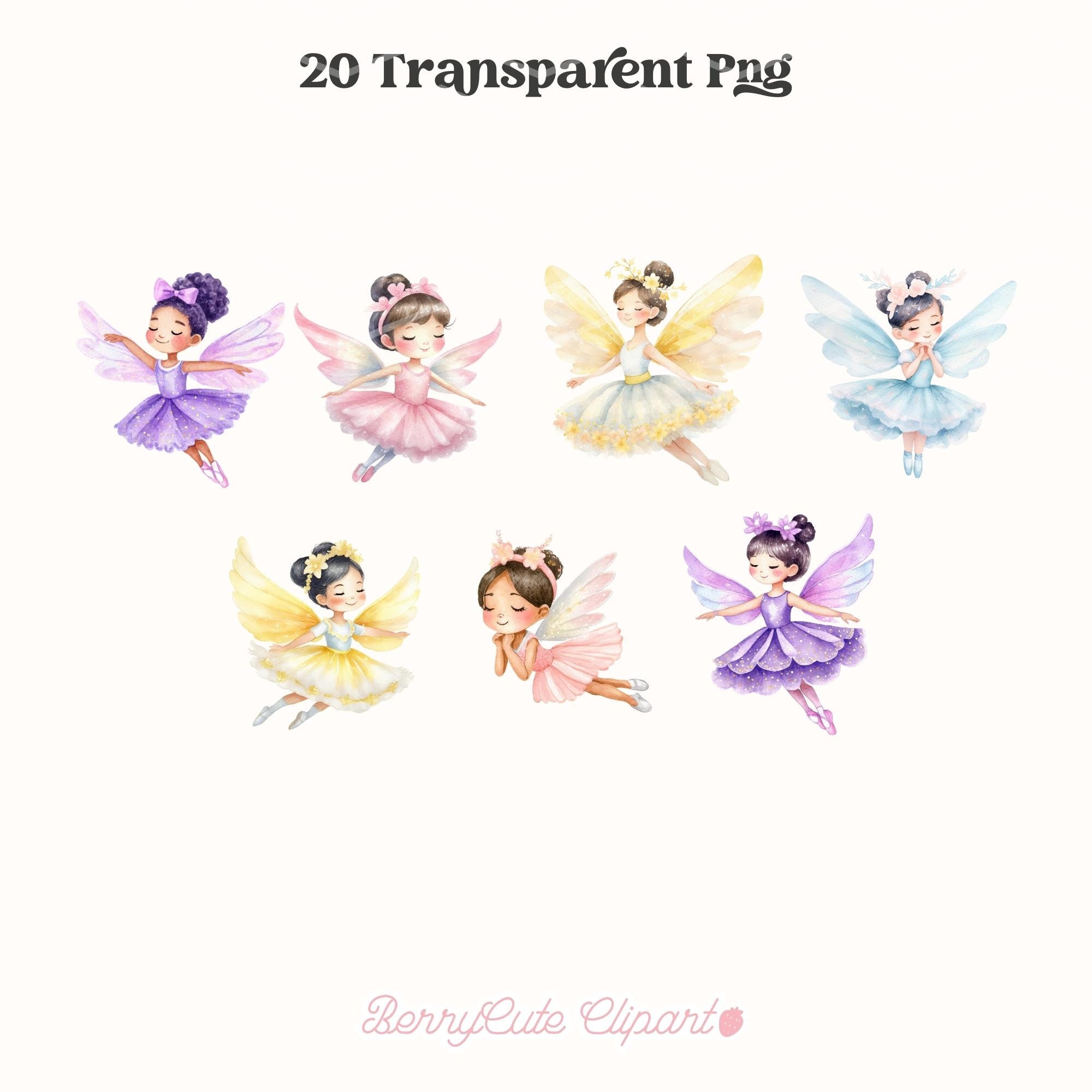 Pastel Fairy Garden Clipart, Watercolor Fairy Clipart, Pink Fairy PNG ...
