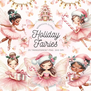 Pacchetto Clipart di fate natalizie, Clipart di fate invernali, Clipart di fatine rosa, Paese delle meraviglie invernale, Clipart di Natale rosa, Fatina carina, Diario spazzatura
