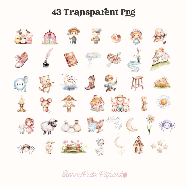 Mother Goose Clipart, Nursery Rhyme Clipart Bundle, Humpty Dumpty ...