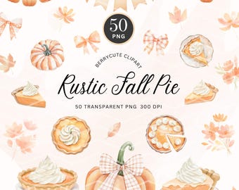 Fall Pie Clipart Set, Pumpkin Pie Clipart, Cute Autumn Graphics, Pumpkin Birthday, Pumpkin Bows Png, Fall Invite Clipart, Autumn Baby Shower