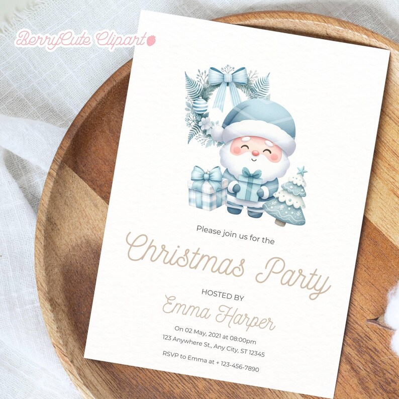 Blue Christmas Clipart Pack, Winter Wonderland Clipart, Blue Christmas Tree, Santa Clipart, Snowman PNG, Blue Christmas Png, Hygge Clipart