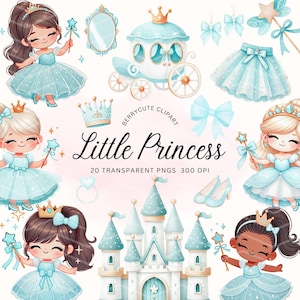 Blue Princess Clipart Pack, Little Princess Clipart, Cute Princess, Fairytale Clipart, Princess Birthday Clipart, Princess Printable Png