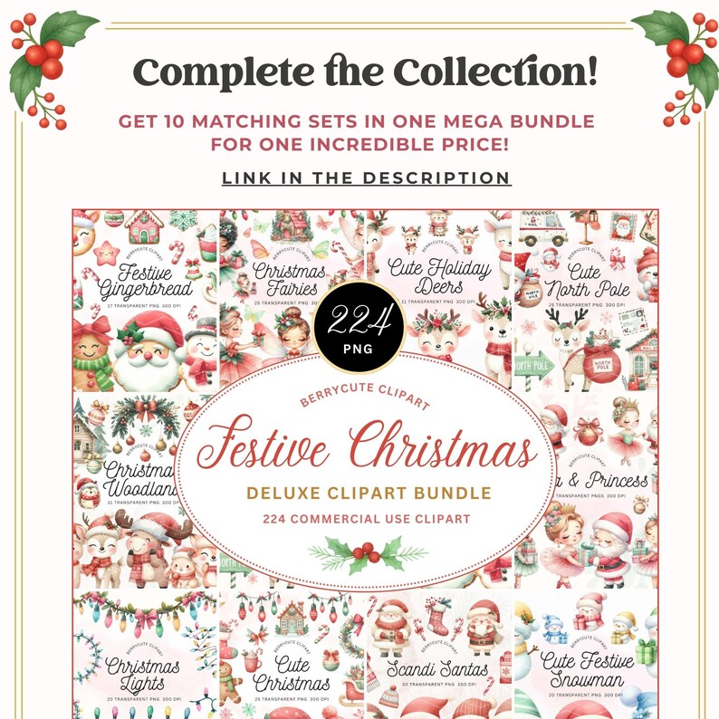 Christmas Gingerbread Clipart Pack, Festive Christmas Clipart ...