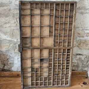 Wooden vintage letter tray XL – wall decoration with shelves for miniatures, jewelry, or decoration
