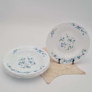 Arcopal Deep Plates - Set of 6 plates with forget-me-not flowers