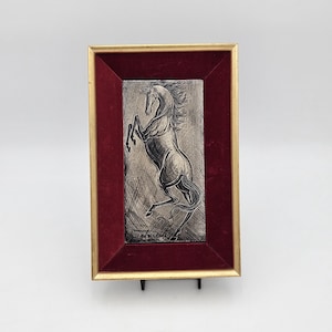 Vintage Jean-Claude Taburet - Ceramic Plaque Prancing Horse - Mid Century